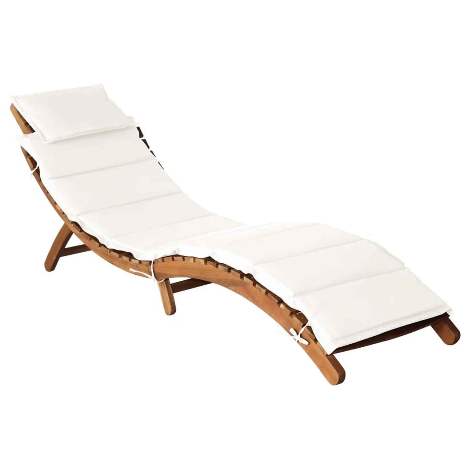 

Sun Lounger with Cushion Solid Acacia Wood Cream