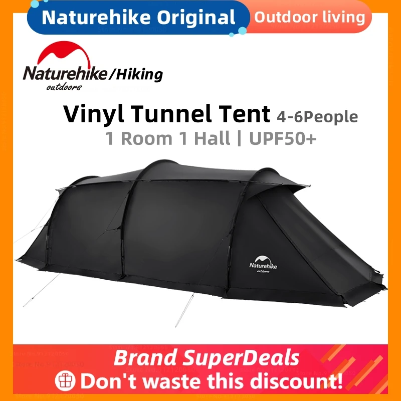 

Naturehike Outdoor Tunnel Tent Camping 1 Room 1 Hall Vinyl Tent UPF50+ Luxury Large Space 4-6 Person Nature hike Camping Tents