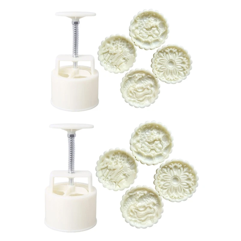 

150g/200g Mooncake Mold Pastry Moulds Mooncake Stamp Hand Pressure Tool Flower Shape Plastic Material Baking Accessories