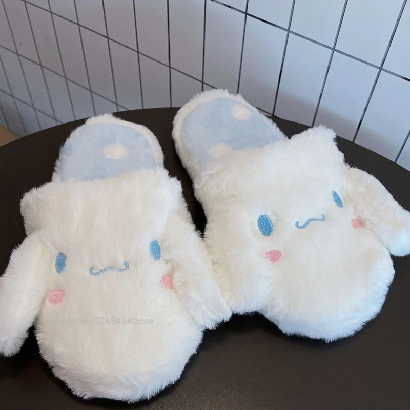 Kuromi Cinnamoroll Cartoon Plush Slippers Women Autumn And Winter Soft Indoor Home Cotton Slipper Shoes Y2k Girl Fashion Shoes