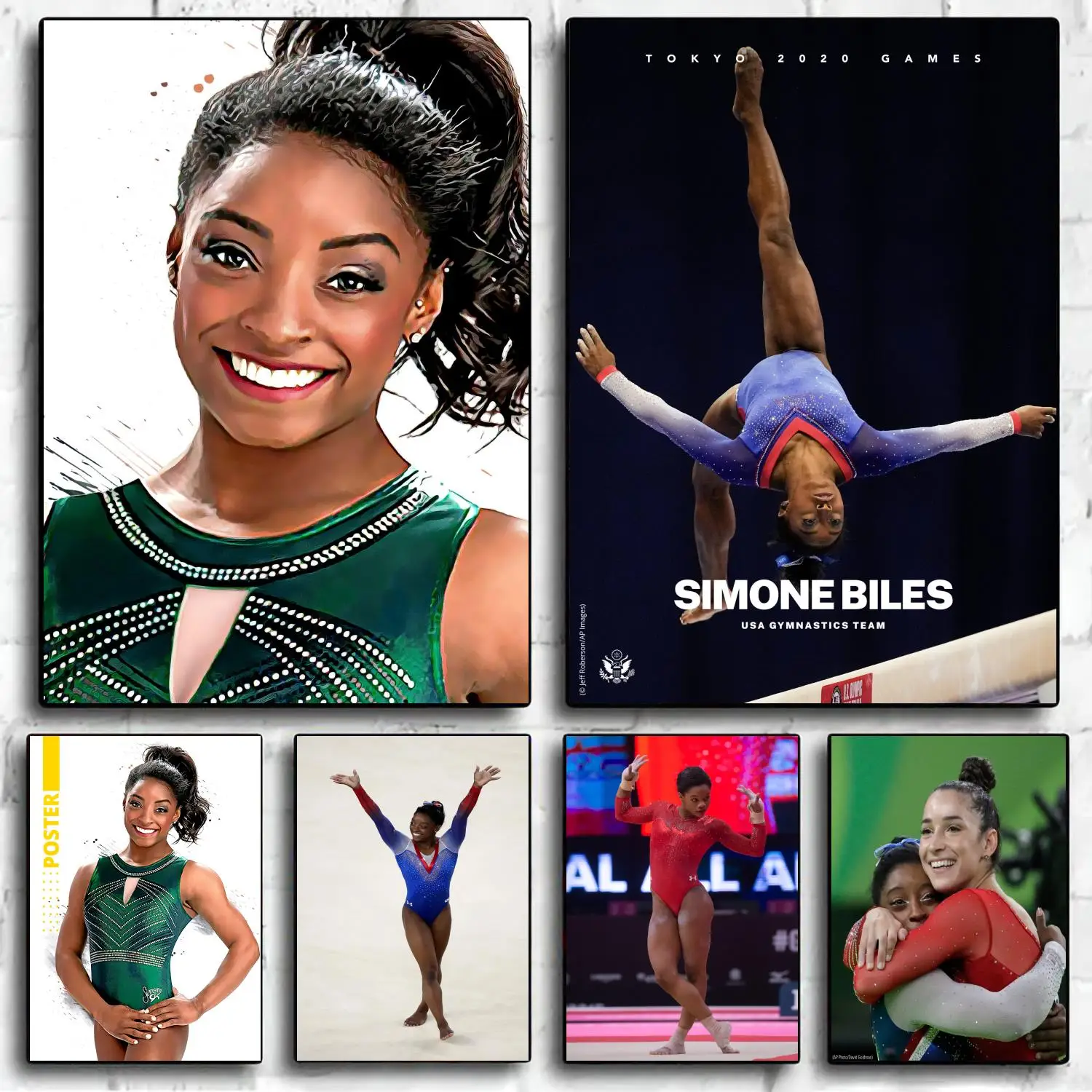 Simone biles плакат декоративной живописи холст стена искусство гостиная постеры