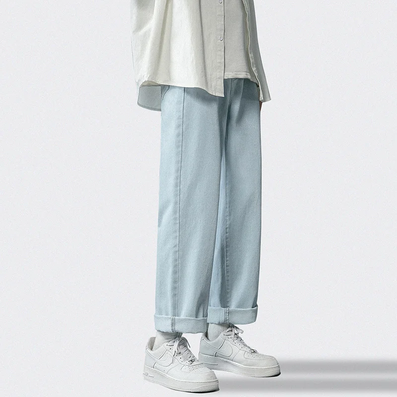 4-color Baggy Jeans Men Fashion Retro Casual Straight Jeans Men Streetwear Korean Loose Biker Denim Pants Mens Trousers M-3XL