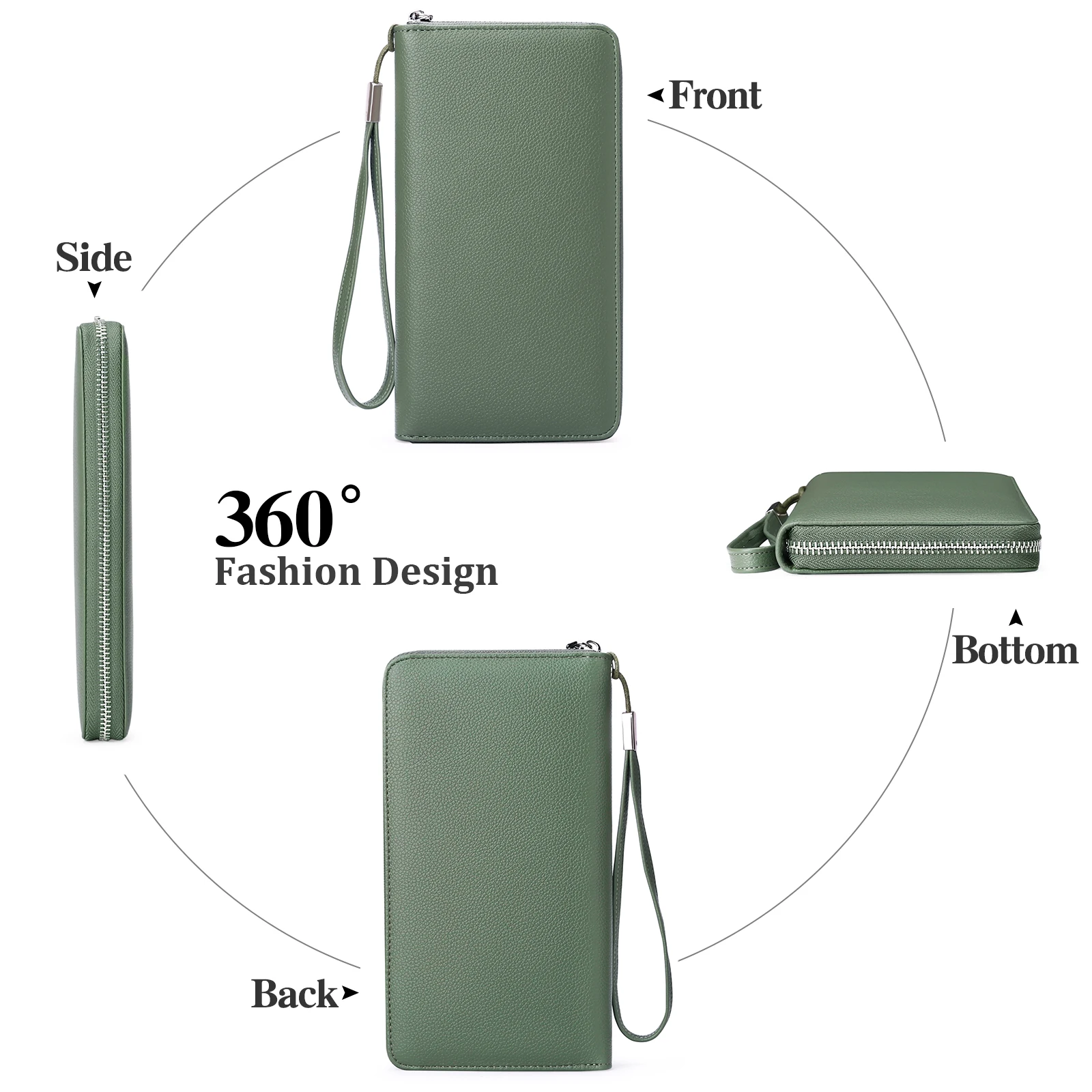 New Women PU Leather Wallets Female Long Zipper Purses Large Capacity Money Bag Phone Pocket Multifunction Clutch Card Holder