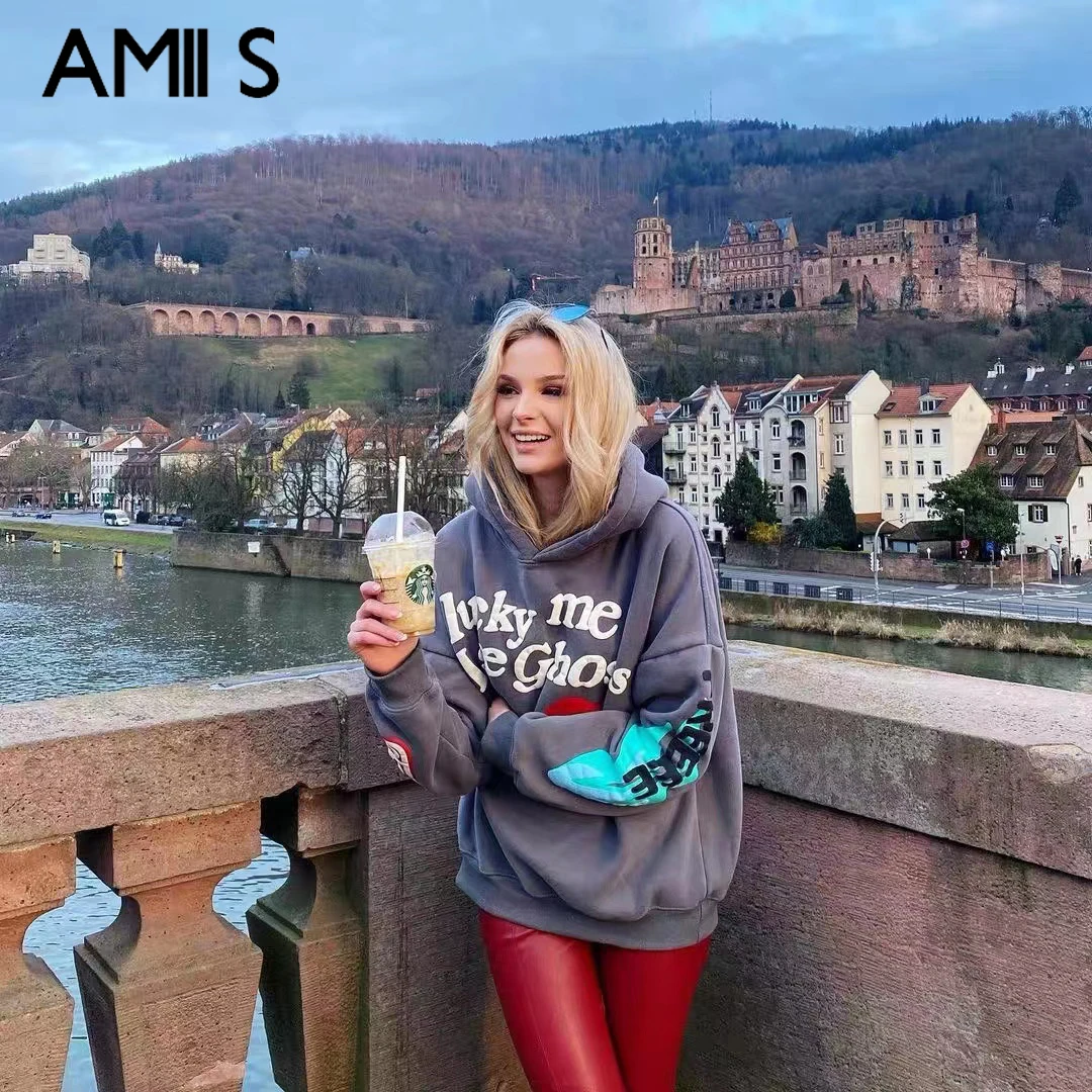 

Женские толстовки с капюшоном Канье Уэста, свитшоты Lucky Me I See Ghost, модная уличная одежда с принтом, Мужской пуловер в стиле хип-хоп, Толстовка ...