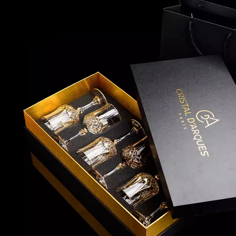 Роскошные Хрустальные стеклянные бокалы с золотистыми зеркальными линзами