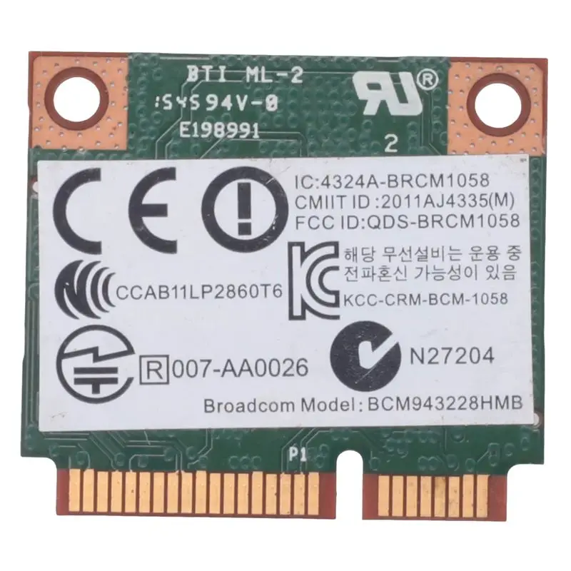 Фото Двухдиапазонная беспроводная Wi-Fi карта A01E BCM943228HMB 802.11A/B/G/N 300 Мбит/с с Bluetooth 4.0, Half MINI PCI-E для ноутбуков, 2.4 ГГц/5 ГГц №4