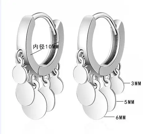 Лидер продаж серьги-кольца из стерлингового серебра 925 пробы с круглым диском и