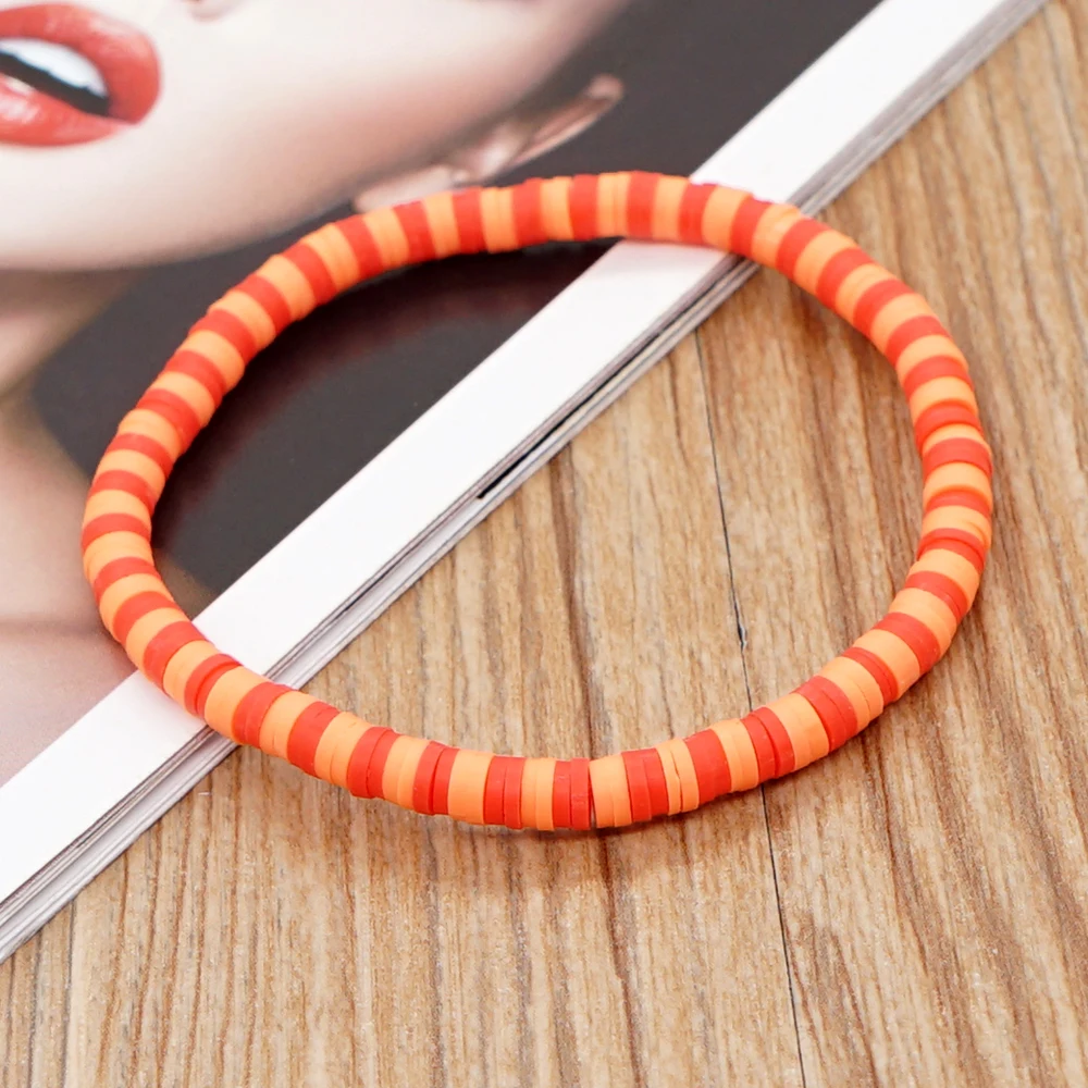 

2022 News Niche Bohemia Handmade Polymer Clay Elastic Bracelet