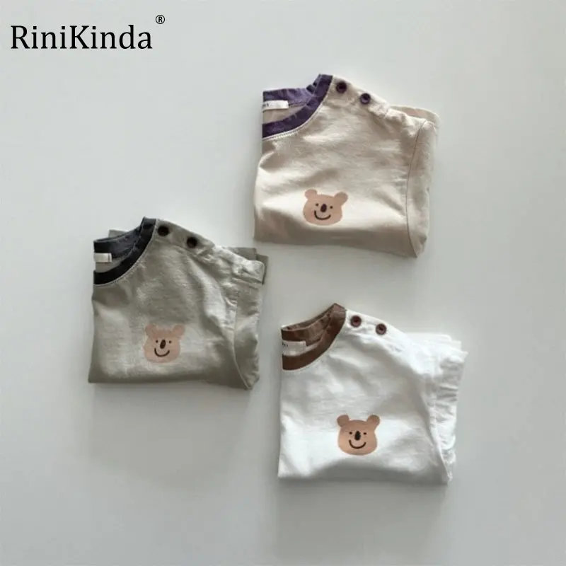 

Корейская футболка для малышей, осенняя одежда для малышей, базовая мягкая рубашка, одежда для маленьких девочек, футболки, одежда для мален...