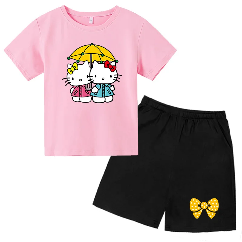 

Fashion Set cartoon cat T Shirt Kids New Kawaii 2022 Funny Summer Cartoon 3D T Shirt Boys Kids Clothing Unisex Short Sleeves