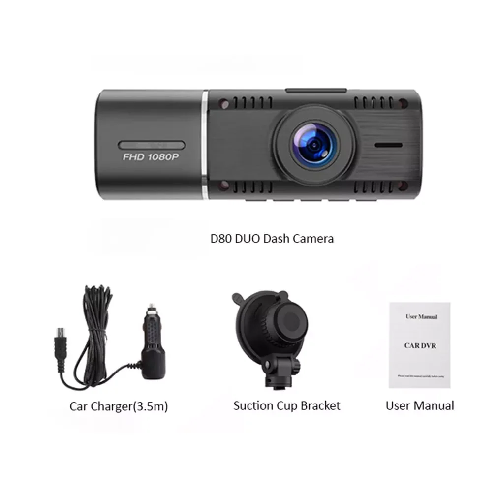 Dual Lens Car Dash Cam Dv Registrator Full HD Video Recorder Front and Inside Cabin Camera for  Taxi Drivers enlarge