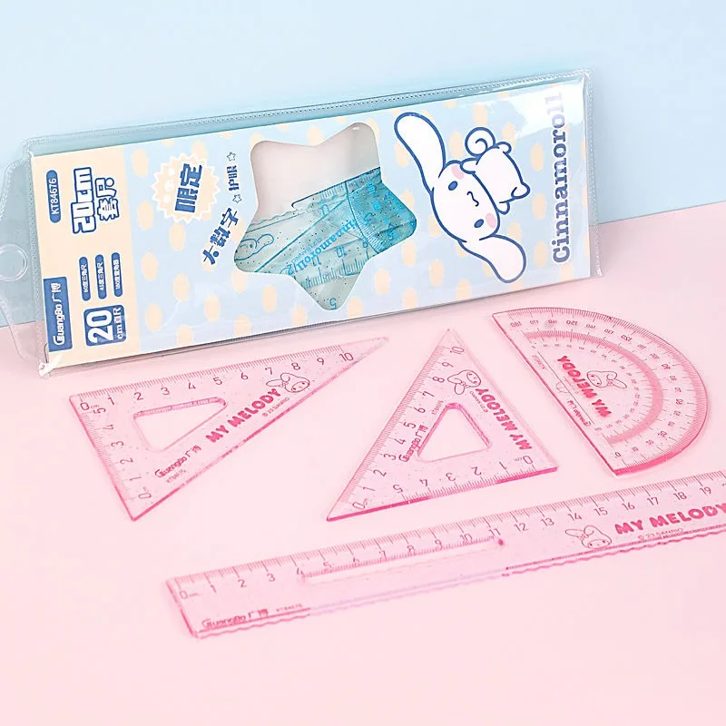 Линейка Sanrios 20 см набор из четырех частей линейка Kuromi милая для студентов