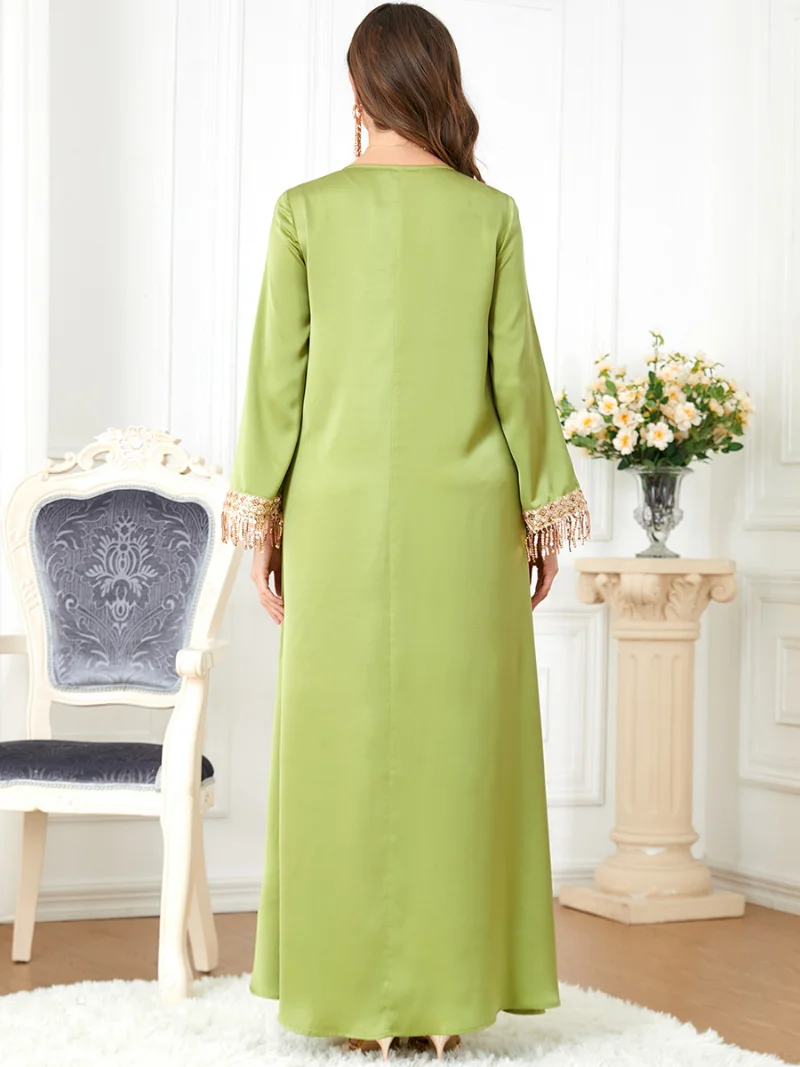 2022 Autumn Luxury Abaya Muslim Woman Sequins Dresses Casual Chic Elegant Party Long Sleeve Maxi Turkish Robe Clothing