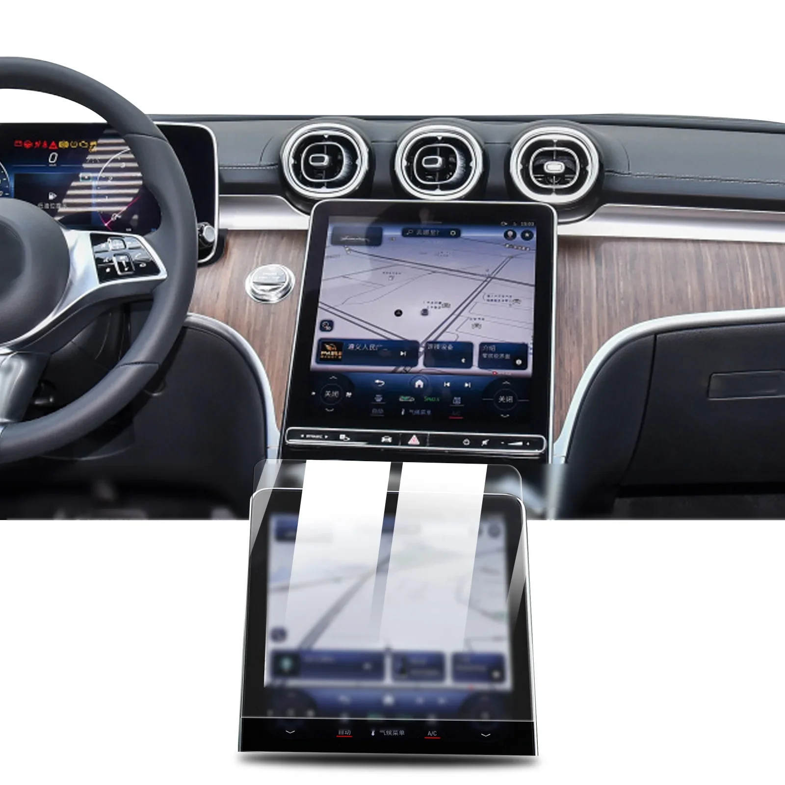 Мультимедийный экран MUQSHI автомобильное стекло для защиты экрана Mercedes Benz C-class W206