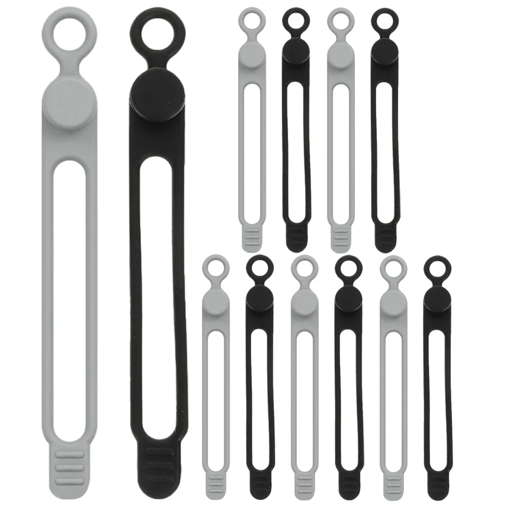 

12 Pcs Silicone Tie Cable Straps Wire Management Reusable Ties Rope Cord Silica Gel Travel
