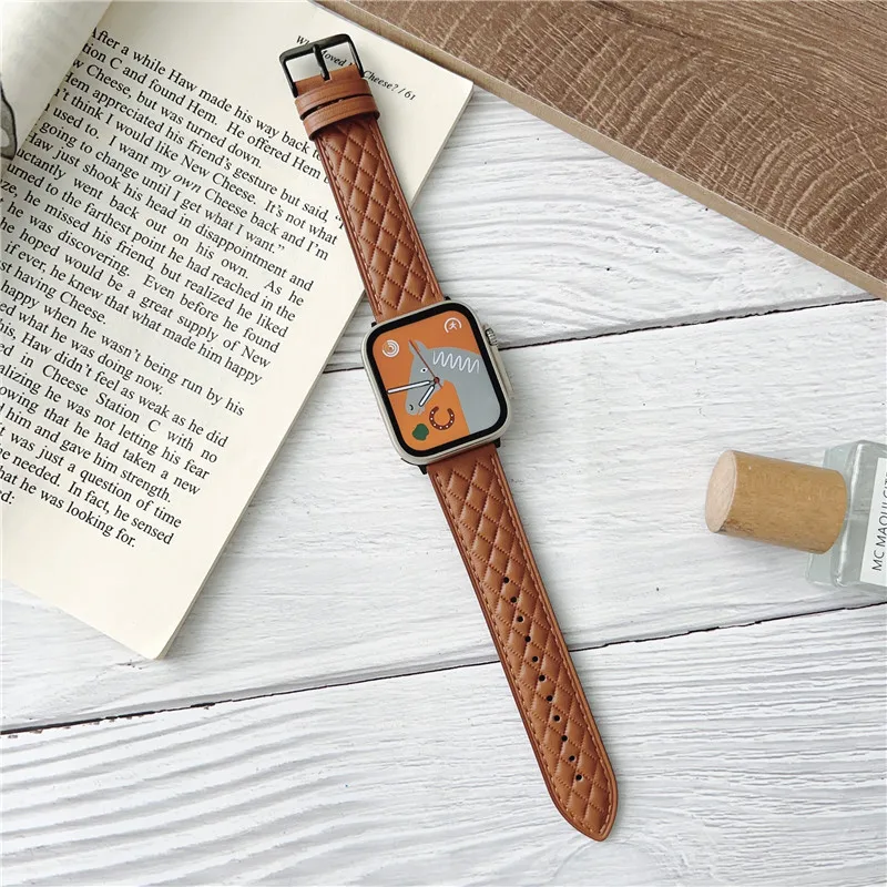 

Leather Diamond Business strap for Apple Watch ultra 8 Series 49mm 45mm 41mm 40mm44mm Fashion Accessory band iwatch7 6 5 4 3 SE