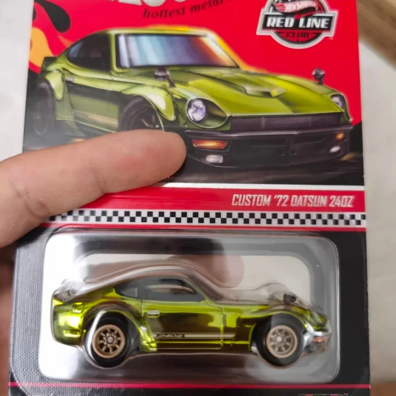 Фото Оригинальные 1/64 Hot Wheels RLC 1972 Datsun 240Z с гальваническим покрытием, оливково-зеленый, ограниченный, Коллекционная машина, редкая модель автомобиля, игрушки, подарки №3