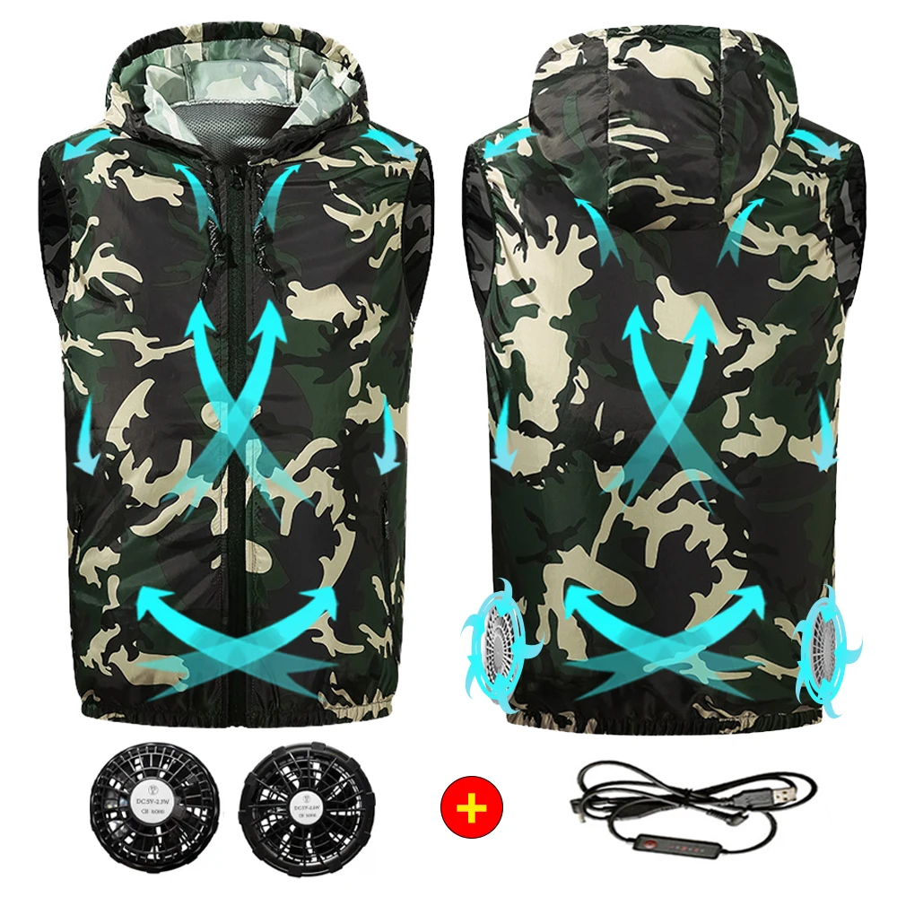 

Мужской Камуфляжный жилет для охлаждения одежды вентилятором и USB-зарядкой