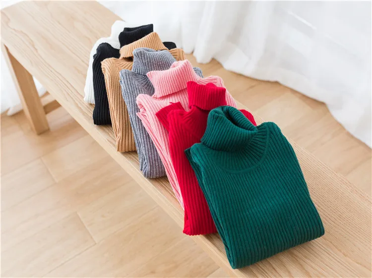 Новинка пуловер с высоким воротником для маленьких девочек Детский свитер в