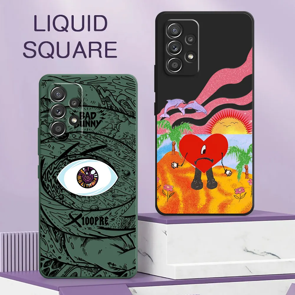 Плохой заяц Love X100pre квадратный силиконовый чехол для телефона Samsung Galaxy A13 A14 A21S A21 A22 A23 A24 A11 A12 A02 A03 A04 мягкий чехол