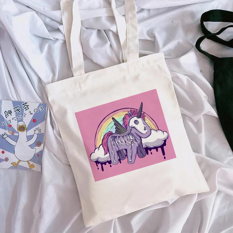 

Summer Cartoon Fun Pony Print Large Capacity Canvas Shoulder Bag Ladies Shopping Bag Kawaii Print Handbag Beach Bag Shopping Bag