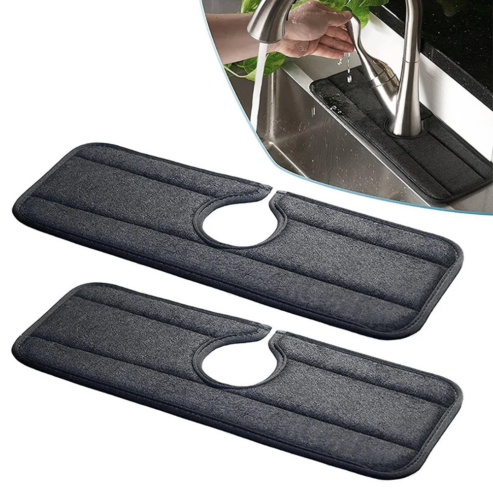 

2PCS Wrap Absorbent Faucet Mat Absorbent Mat Polyester Pads Kitchen Bathroom RV Drying Pads 37 * 13CM