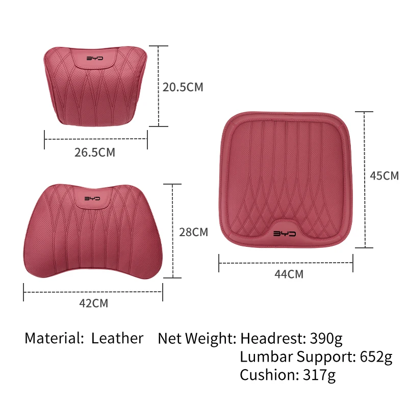 Car Seat Leather Headrest Lumbar Cushion Pillow Neck Waist Support Accessories For BYD F3 I3 F0 F6 S6 S8 E5 E6 G3 G6 L3 S7 M6 T