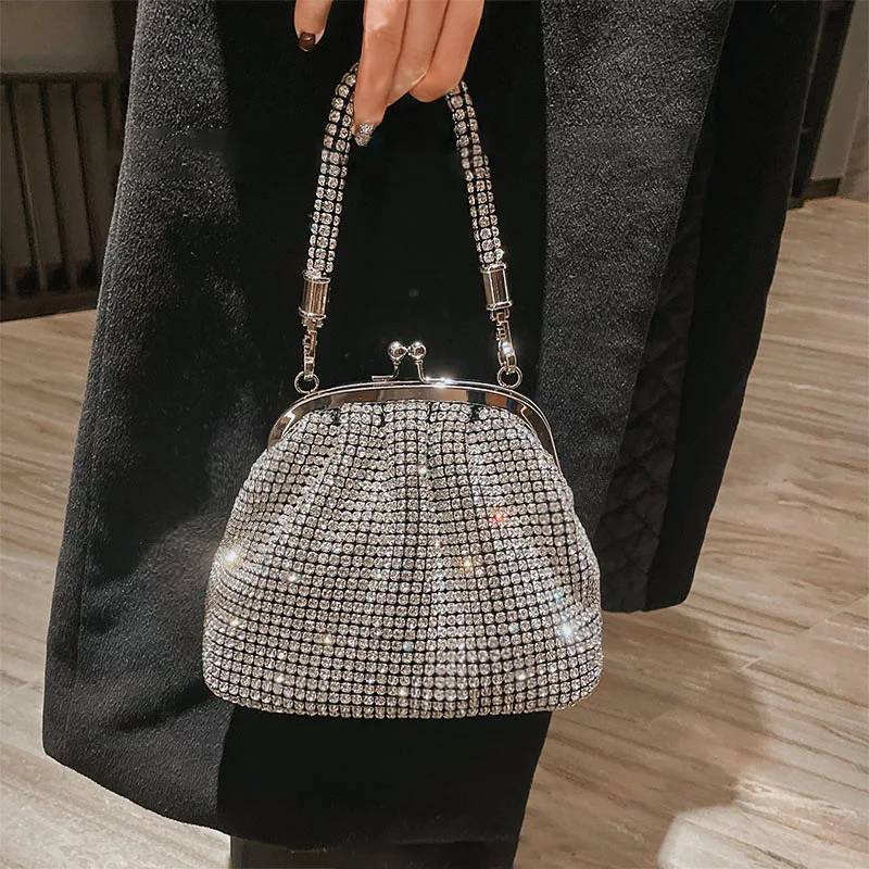 Luxury Diamonds Bucket Bag Designer Brand Women Handbags Shinny Rhinestone Mesh Shoulder Crossbody Bags Evening Party Purse 2023