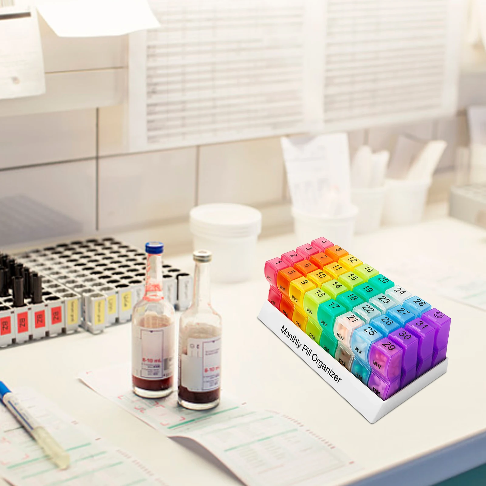 

Pill Organizer Monthly Am/Pm Medication Organizer 31 Day Am/Pm Daily Removable 32 Compartments Pill Case For Each Day Pill