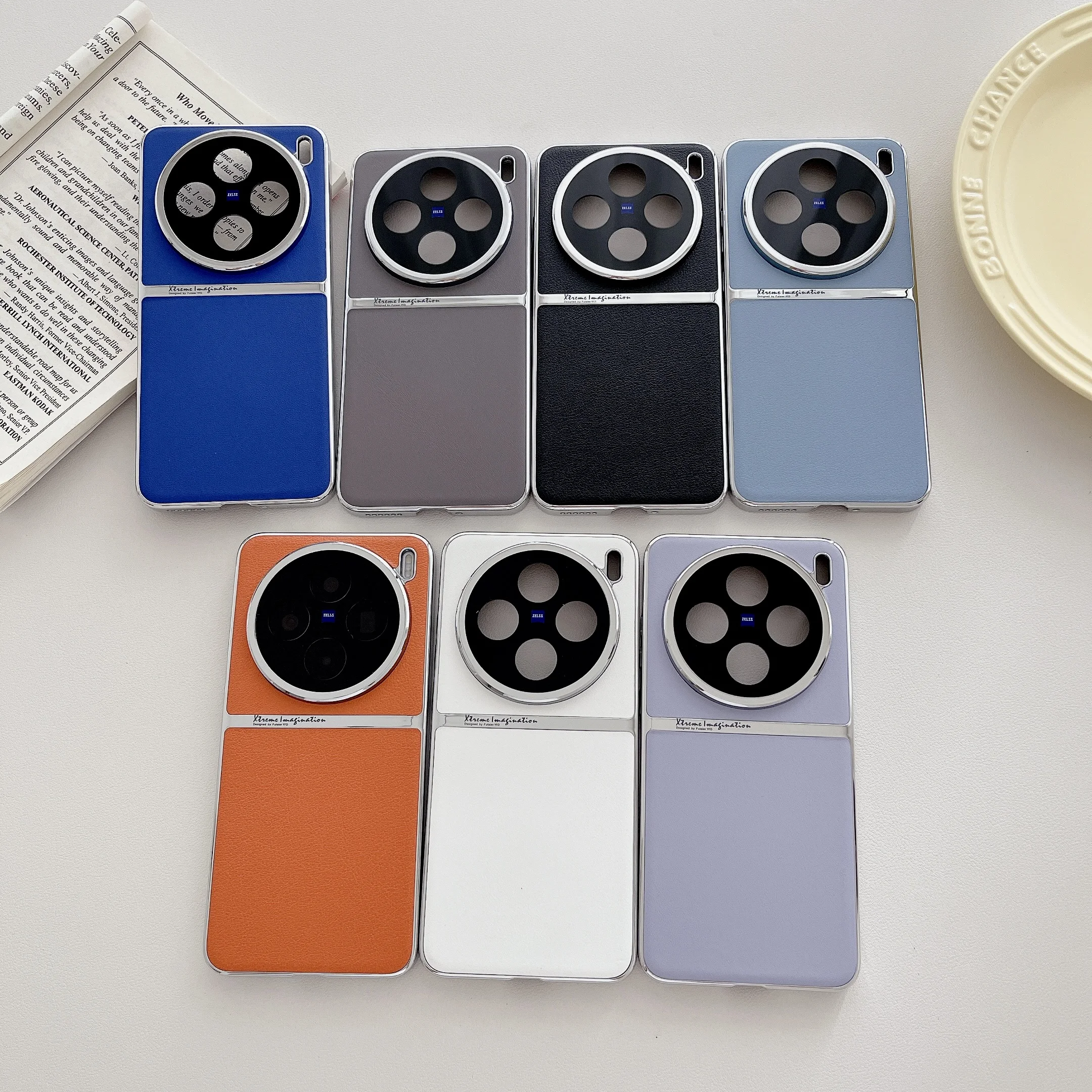 Противоударный кожаный жесткий чехол с гальваническим покрытием для Vivo X200 Pro X100