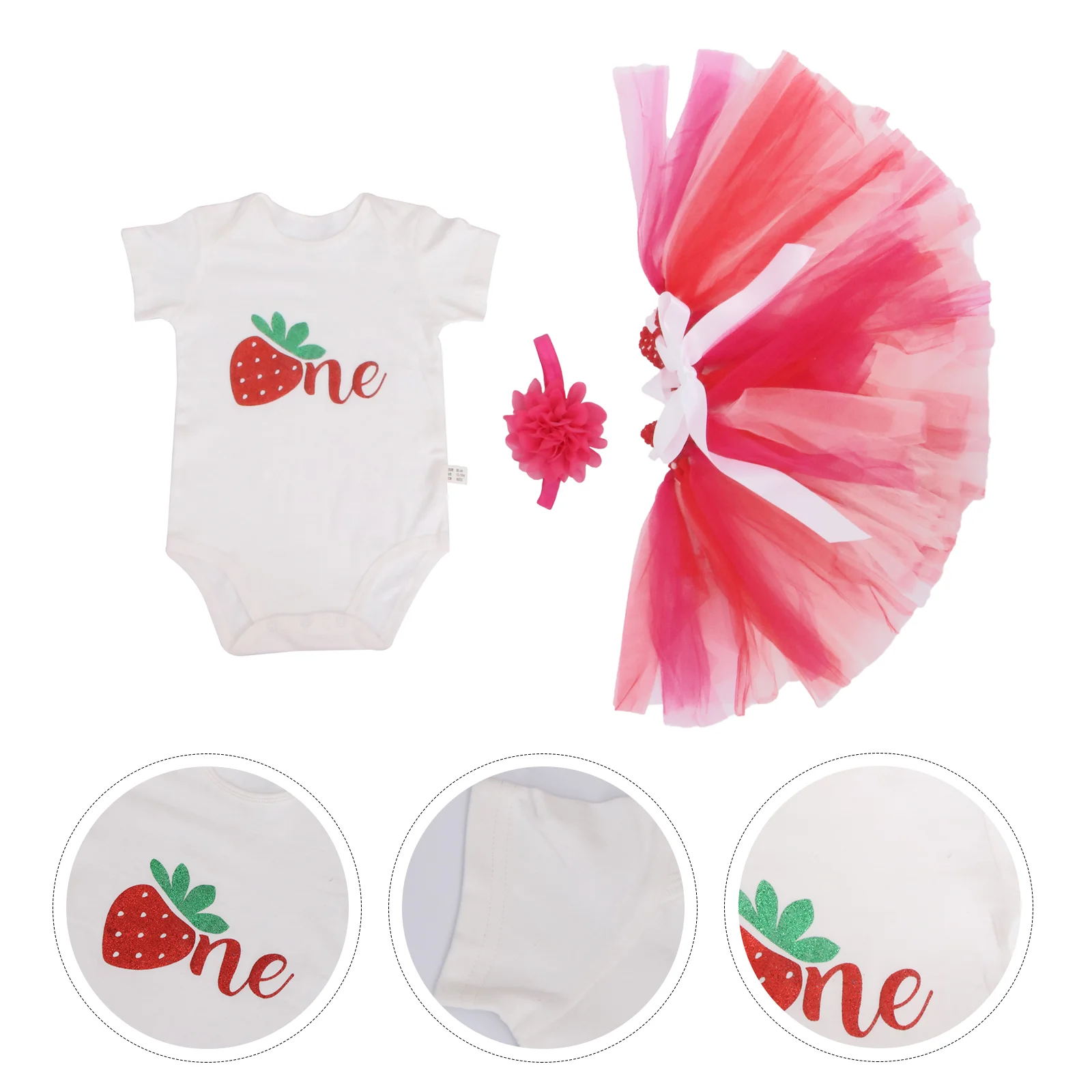 

1 Set Clothing Set Strawberry Climb Clothes Tutu Skirt Set (Style 1 12-18M)
