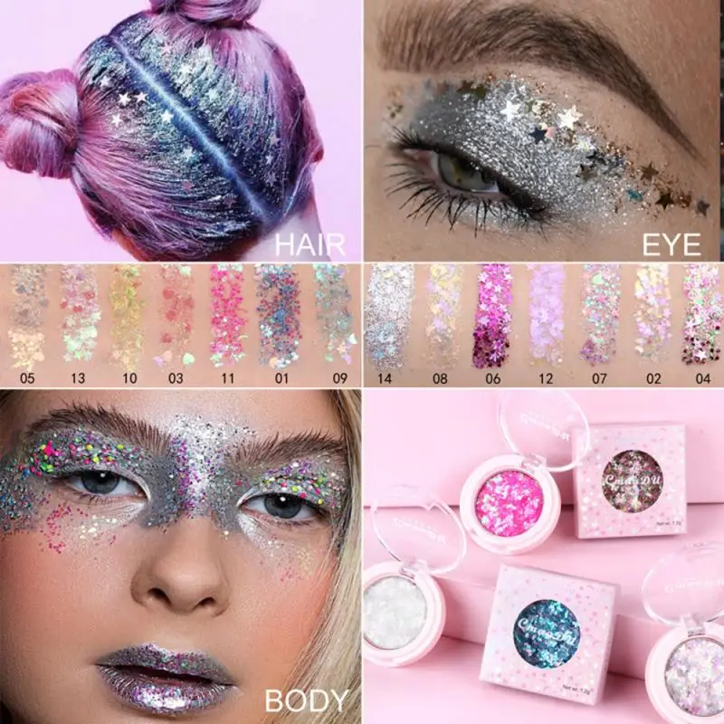 

13 Colors Monochrome Eye Shadow Shimmer Lasting Radiant Glitter Powder Sequin Eyeshadow Star Moon Diamond Eyeshadow Makeup TSLM1