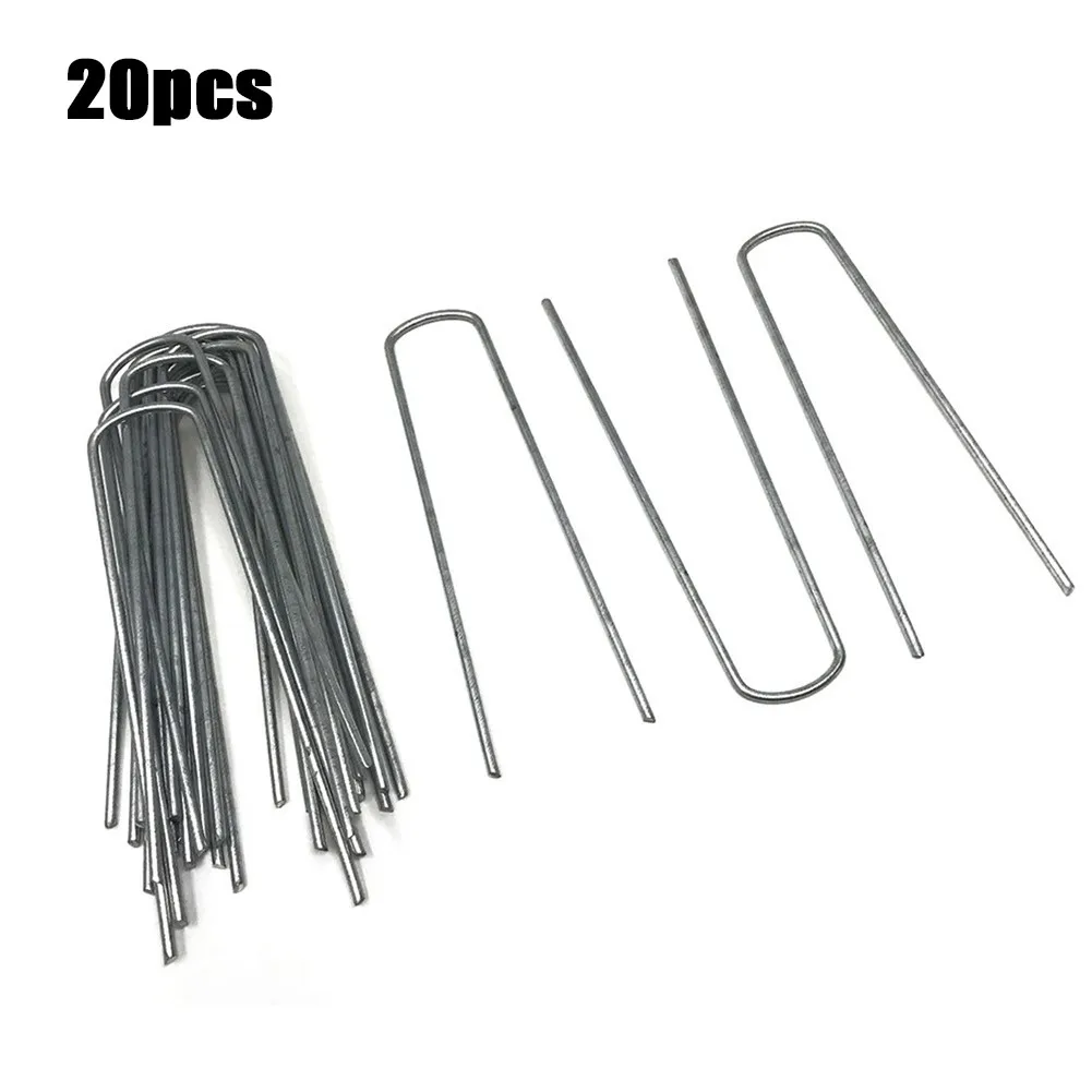 

20Pcs Anchor Pins Galvanised Metal Ground U Tent Pegs Gazebo Camping Tarpaulin Hooks For Plant Fixation Artificial Turf Fixation