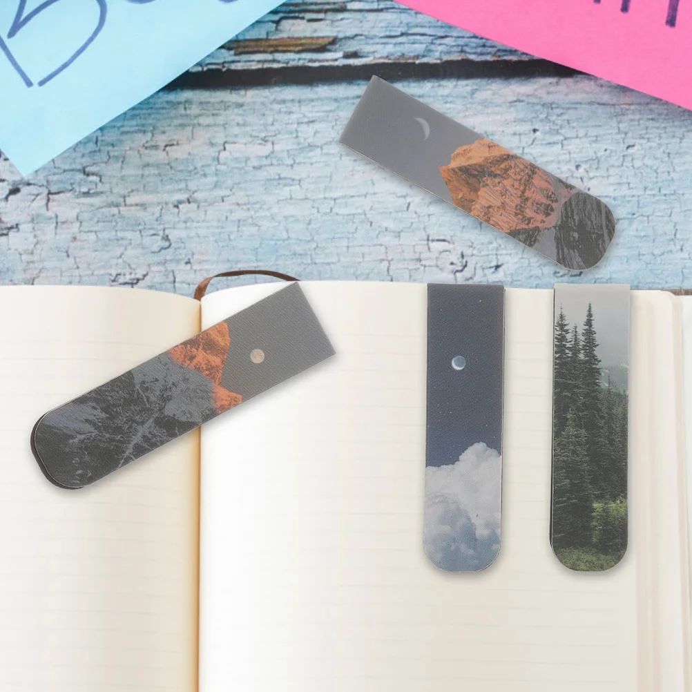 

8 Pcs Kids Bookmark Landscape Magnetic Marks Delicate Sensory Bookmarks Simple Page Markers Planner Clips Student