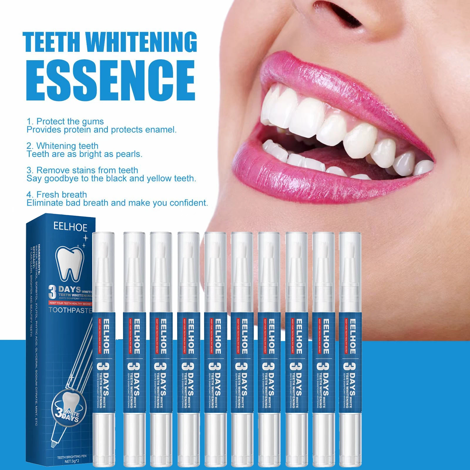 

10 pcs Teeth Whitening Pen Cleaning brush Serum Remover dental Whitener Oral Hygiene Care bleach Whitening set