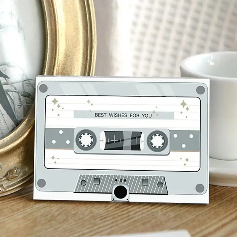 Tape Recording Cards 30 Seconds Recordable Greeting Cards Retro Cassette Tape Shaped Happy Birthday Cards DIY Audio Cards Gifts