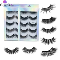 gioio laser box 5d mink lashes reusable 5 pairs natural false eyelashes dramatic volume lashes makeup extension fake eyelashes