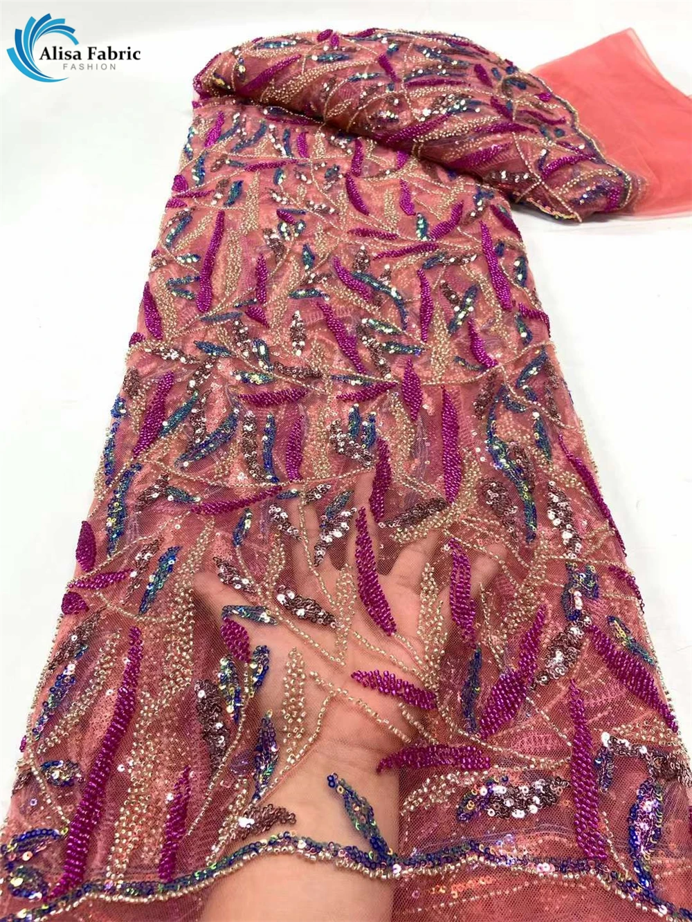 

Вышитая Тяжелая вышивка из бисера во французском стиле для свадебного платья 5 ярдов 2023 Высококачественная африканская кружевная ткань с блестками