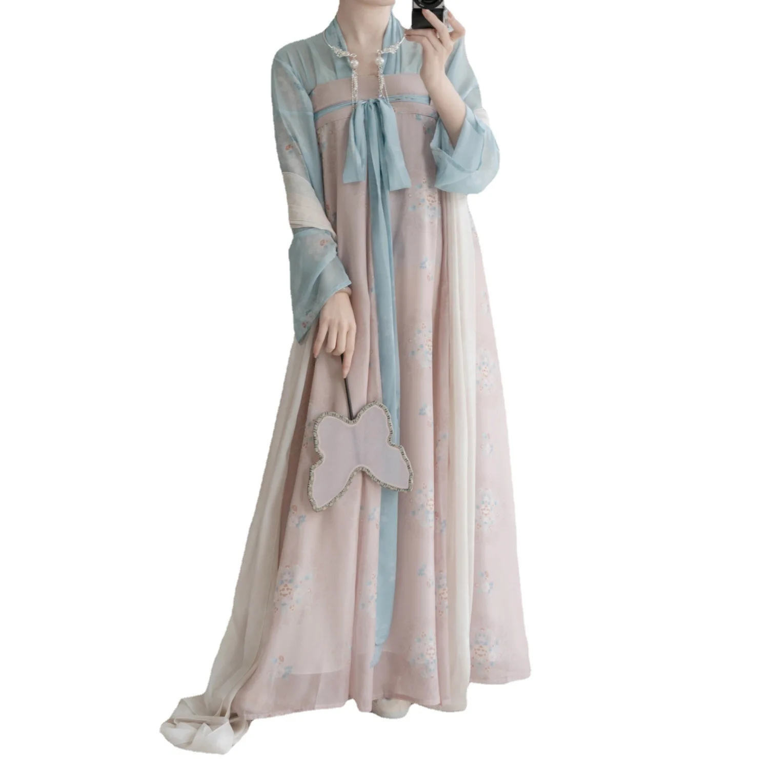 

Tang Broken Skirt Printed Recovery Summer and Autumn Placket Chest-High Dress