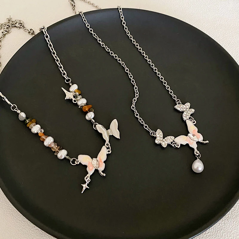 Элегантное ожерелье с кисточками и жемчугом-бабочкой для женщин девочек