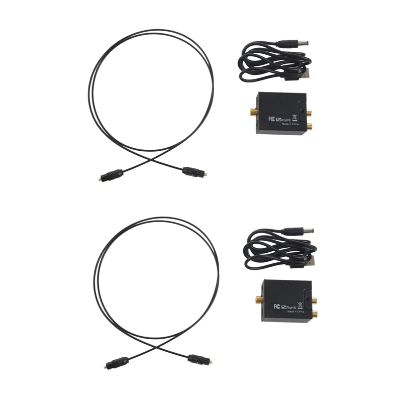

2X Digital To Analog Audio Converter Amplifier Decoder Optical Fiber Coaxial Signal To Analog Stereo Audio Adapter
