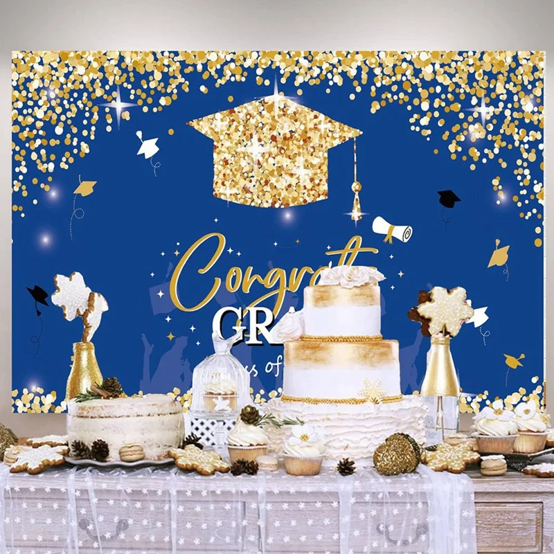 150X100cm Class Of 2024 Graduation Graduates Photography Cloth Farewell Party Theme Ceremony Golden Spot Backdrops