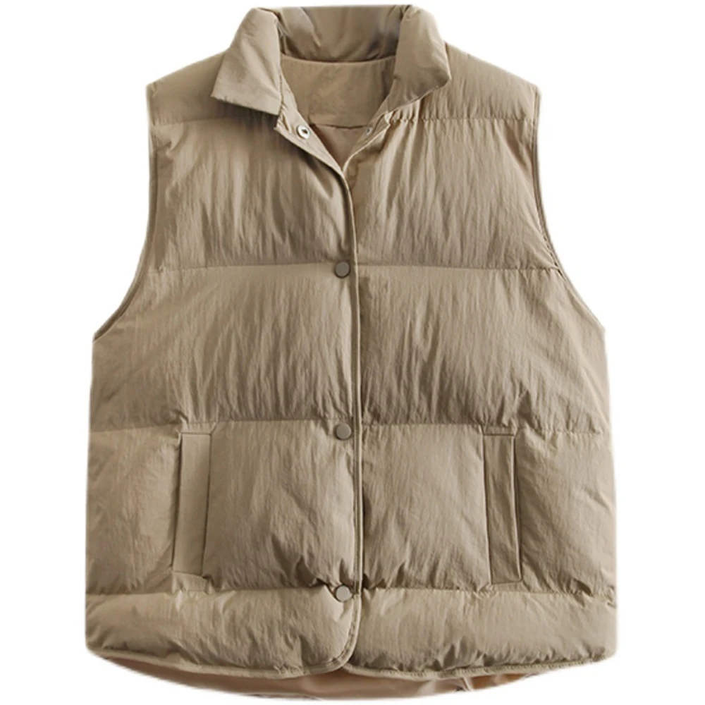 Cotton Vest Coat Autumn And Winter 2021 New Korean Commuter Stand Collar Casual Loose Solid Cotton Vest