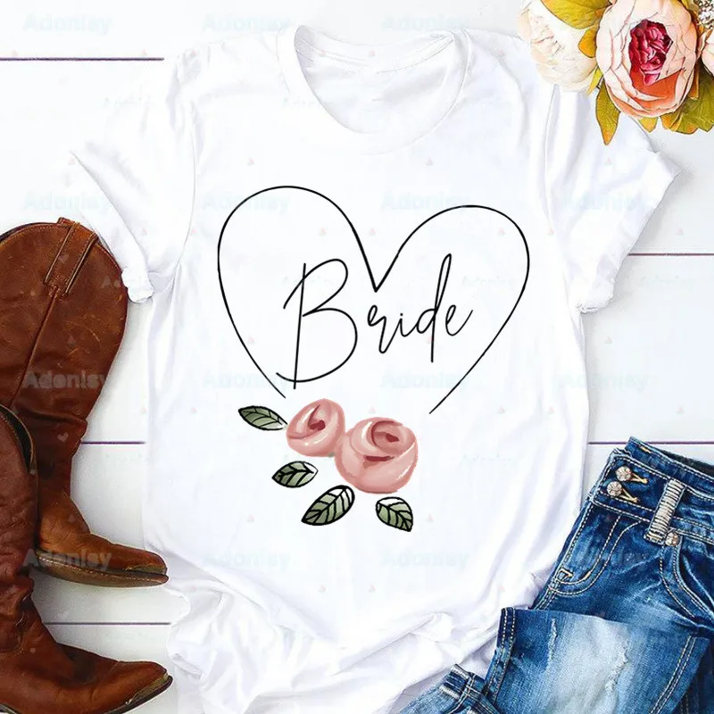 

Футболка женская с коротким рукавом, повседневная одежда для вечеринки невесты, свадьбы, харахаку, Evjf, на лето