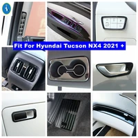 center control strip glass lift button water cup holder panel cover trim for hyundai tucson nx4 2021 2022 black brushed interior