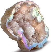 angel aura quartz geode titanium bonded high energy crystal cuarzo cluster druzy natural reiki rock used for clarity and purpose