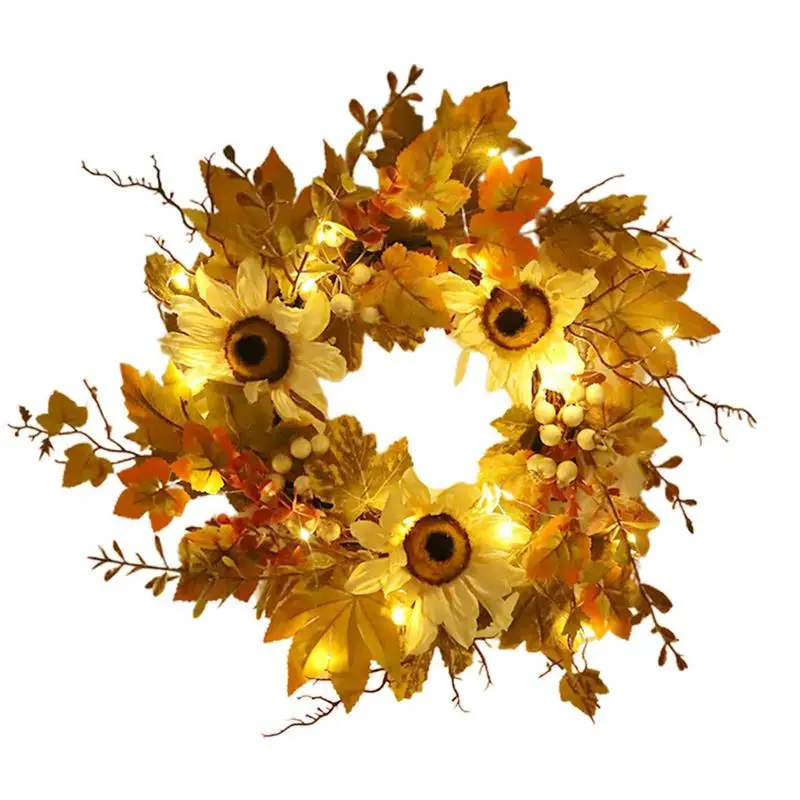 

Fall Wreaths For Front Door Harvest Wreath Maple Leaves Sunflower Berries Wreath For Wall Farmhouse Front Door Fireplace Porch
