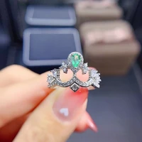 meibapj natural emerald gemstone crown ring for women real 925 sterling silver charm fine wedding jewelry