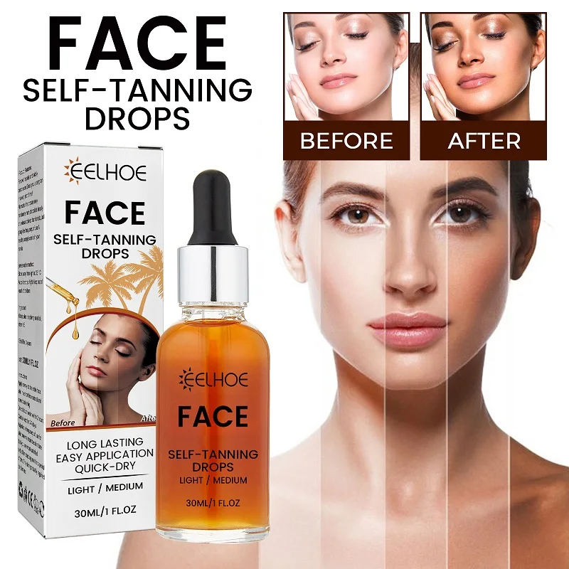 

Self-Tanning Face Serum Lotion Fast Tan Glow Drops Oil Liquid Dark Self Tanner Serum Drops for Body Fake Bake Can Indoor Tan