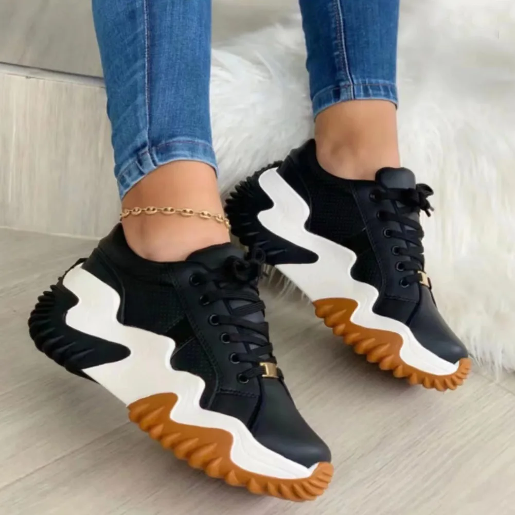 2022 Fashion Women's Casual Flat Shoes Reflective Autumn Newest Ins Fashion Ladies Flat Platform Shoes Wedges Winter Shoes